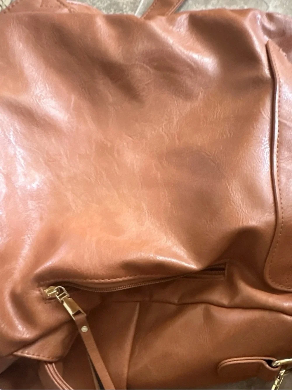 Source Unknown Brown Faux Leather Women's Backpack